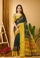 Dola Silk Saree Bottle Green