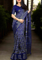 Dola Silk Saree Navy Blue