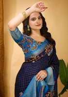 Dola Silk Saree Navy Blue