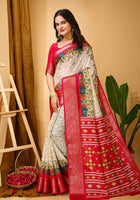 Dola Silk Saree Off White