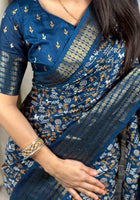 Dola Silk Saree Teal Blue