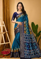 Dola Silk Saree Teal Blue