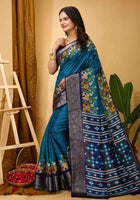 Dola Silk Saree Teal Blue