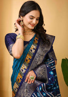 Dola Silk Saree Teal Blue