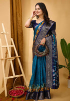Dola Silk Saree Teal Blue