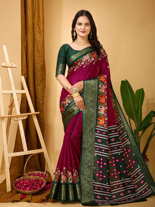 Dola Silk Saree Wine