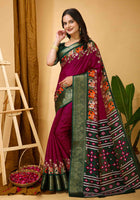 Dola Silk Saree Wine