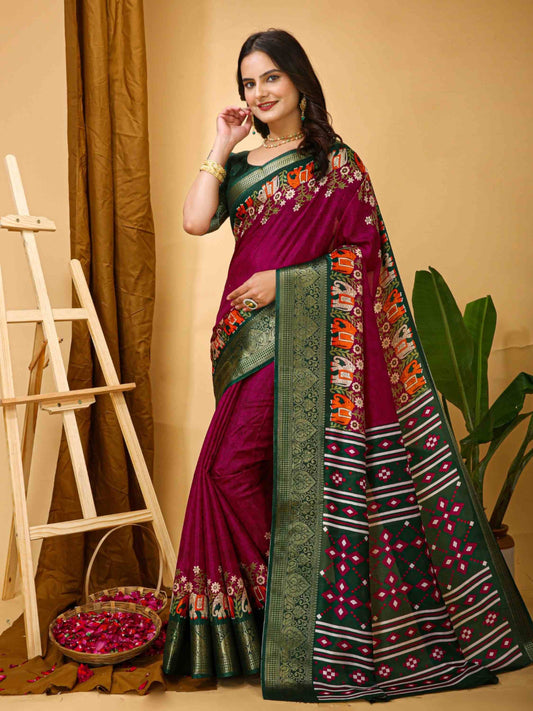Dola Silk Saree Wine