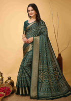 Green Bandhani Printed Saree