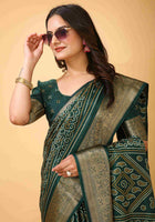 Green Bandhani Printed Saree