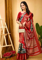 Green Dola Silk Cotton Saree