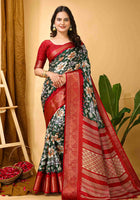 Green Dola Silk Cotton Saree
