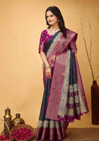 Grey Dola Silk Cotton Saree