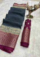 Grey Dola Silk Cotton Saree