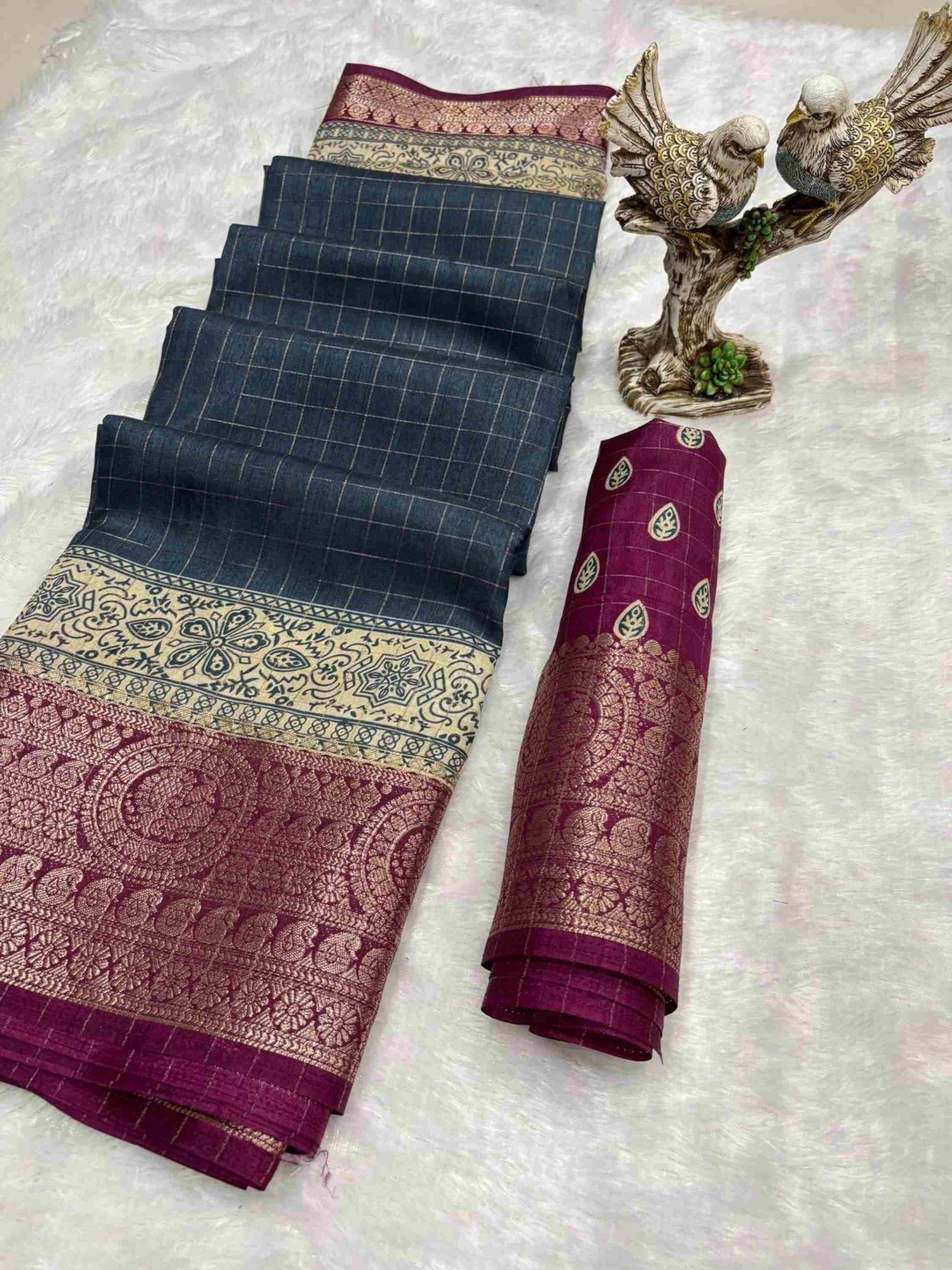 Grey Dola Silk Cotton Saree