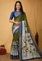 Handloom Cotton Saree Green