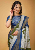 Handloom Cotton Saree Green
