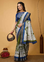 Handloom Cotton Saree Green