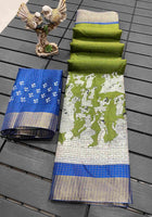 Handloom Cotton Saree Green