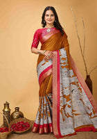 Handloom Cotton Saree Mustard