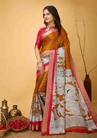 Handloom Cotton Saree Mustard