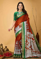 Handloom Cotton Saree Orange