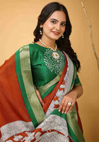 Handloom Cotton Saree Orange