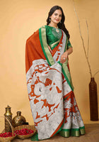 Handloom Cotton Saree Orange