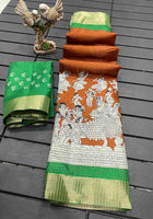 Handloom Cotton Saree Orange