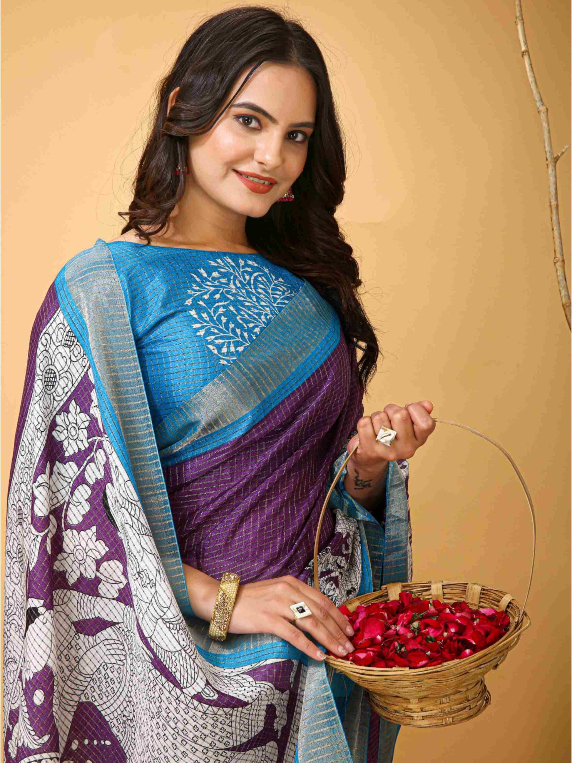 Handloom Cotton Saree Purple