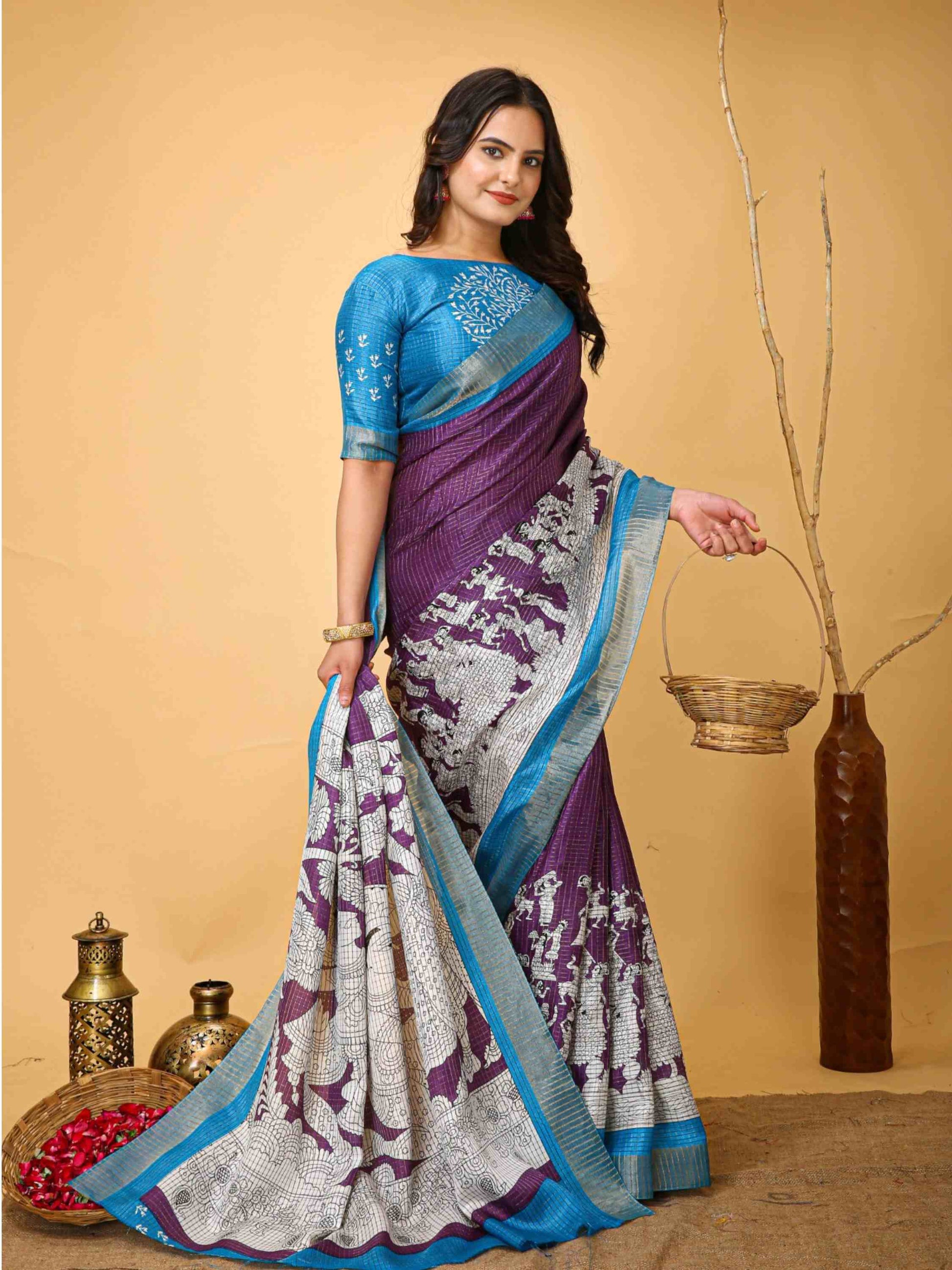 Handloom Cotton Saree Purple