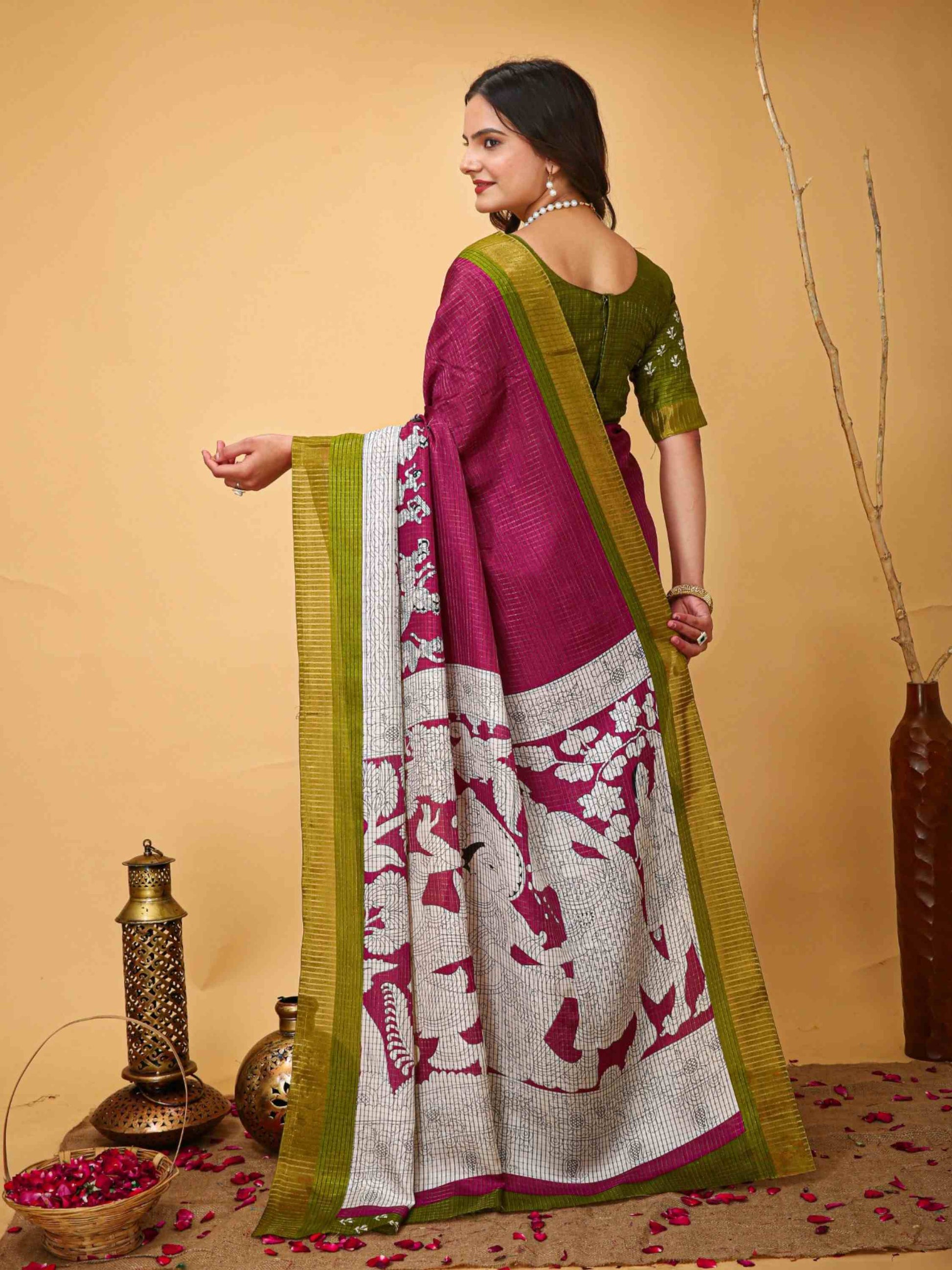 Handloom Cotton Saree Wine