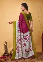 Handloom Cotton Saree Wine