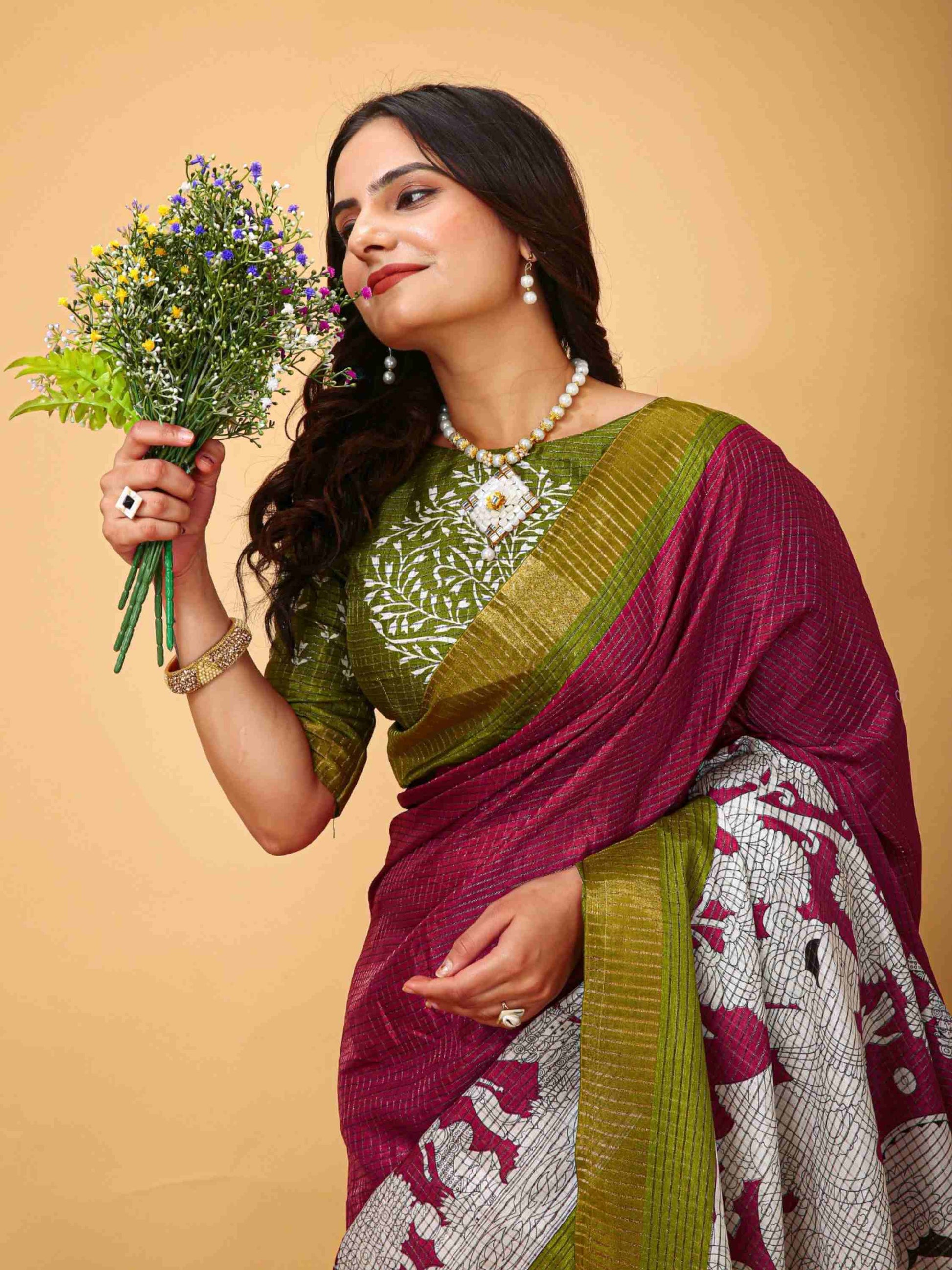 Handloom Cotton Saree Wine