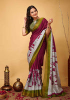 Handloom Cotton Saree Wine