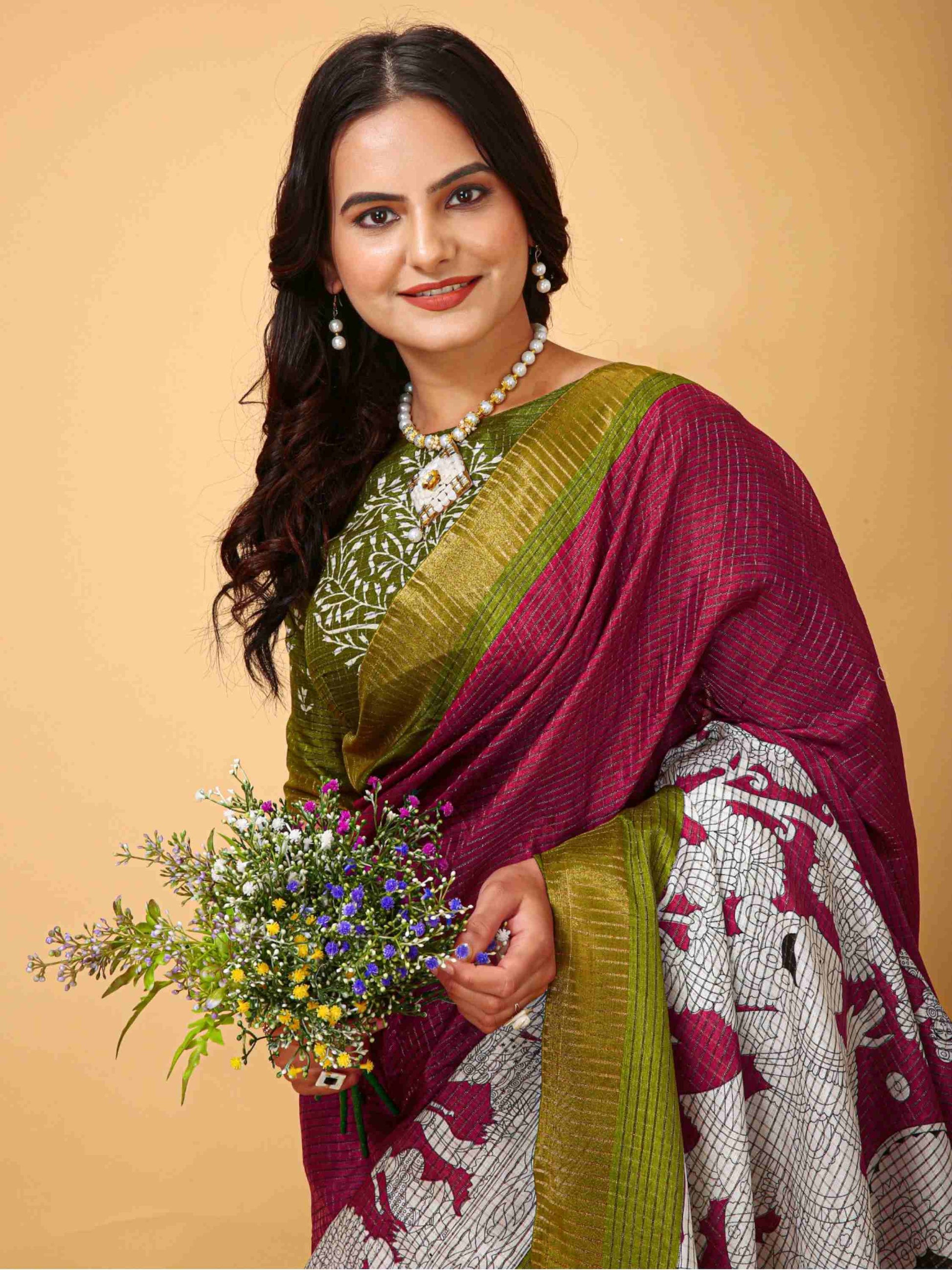Handloom Cotton Saree Wine