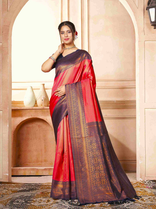 Kanchipuram Silk Saree Brick Red