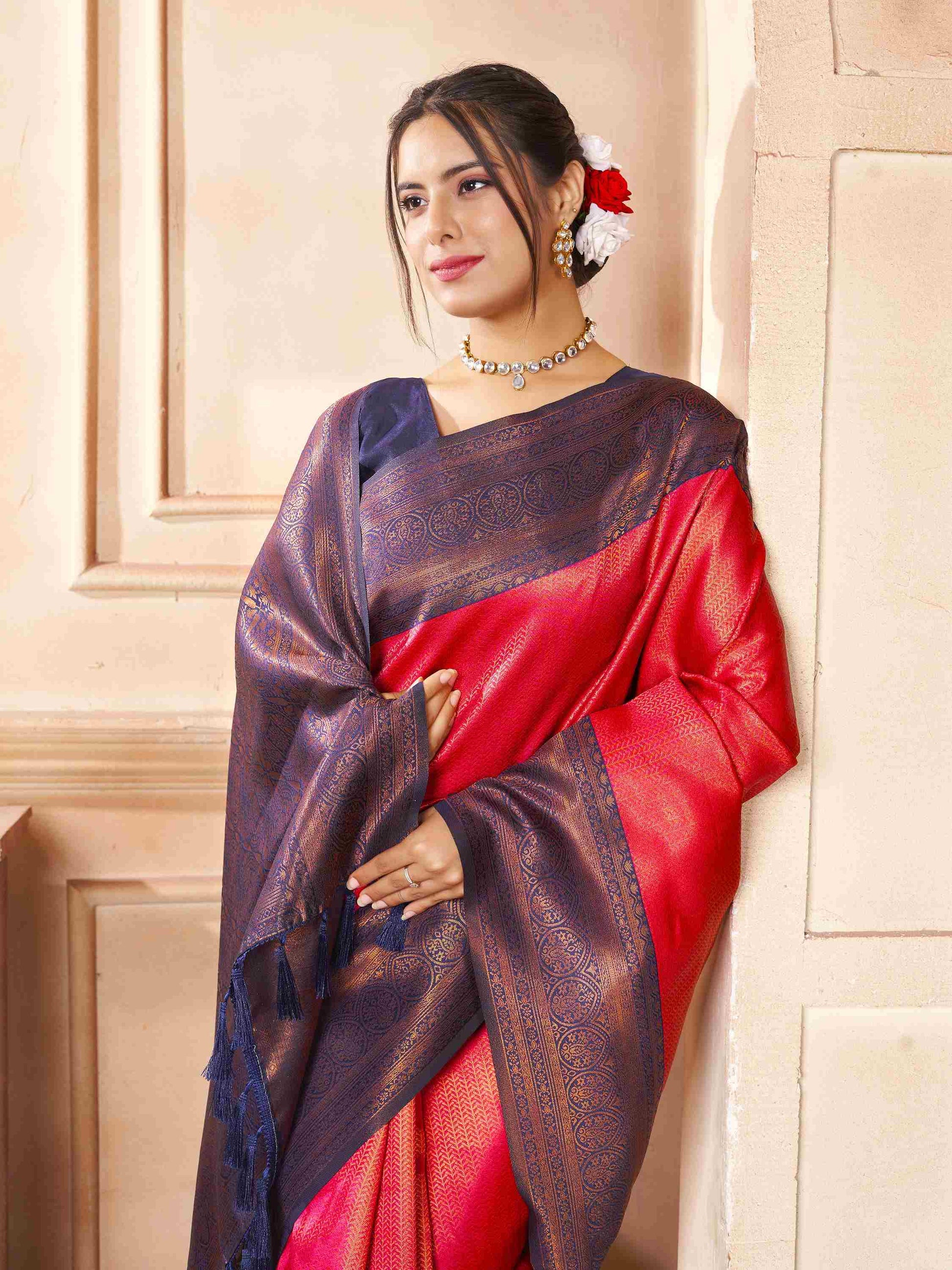 Kanchipuram Silk Saree Brick Red