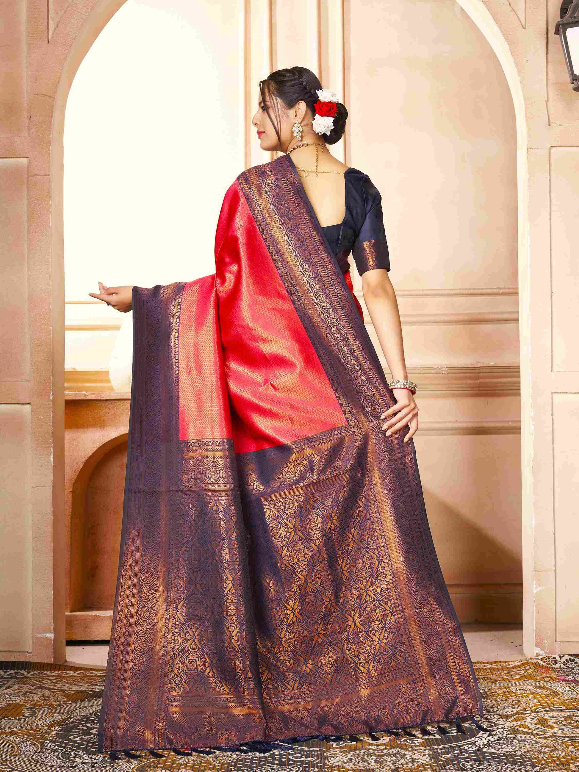 Kanchipuram Silk Saree Brick Red