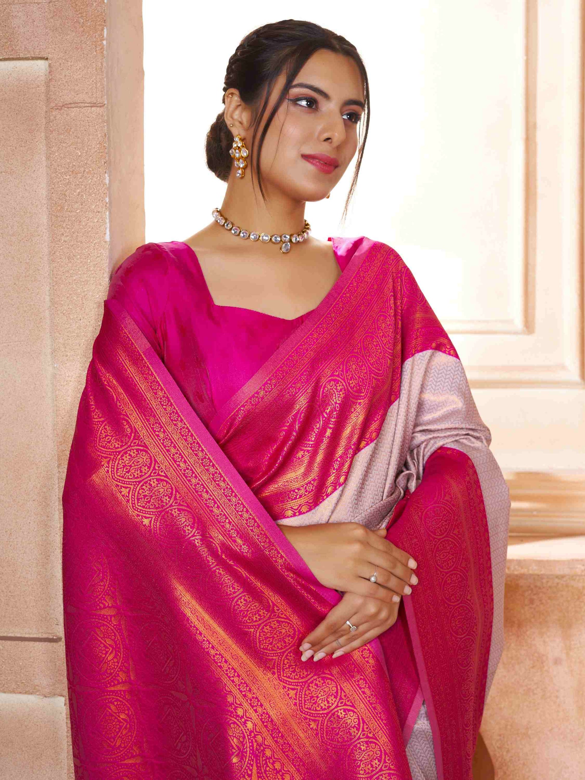 Kanchipuram Silk Saree Lavender-Pink