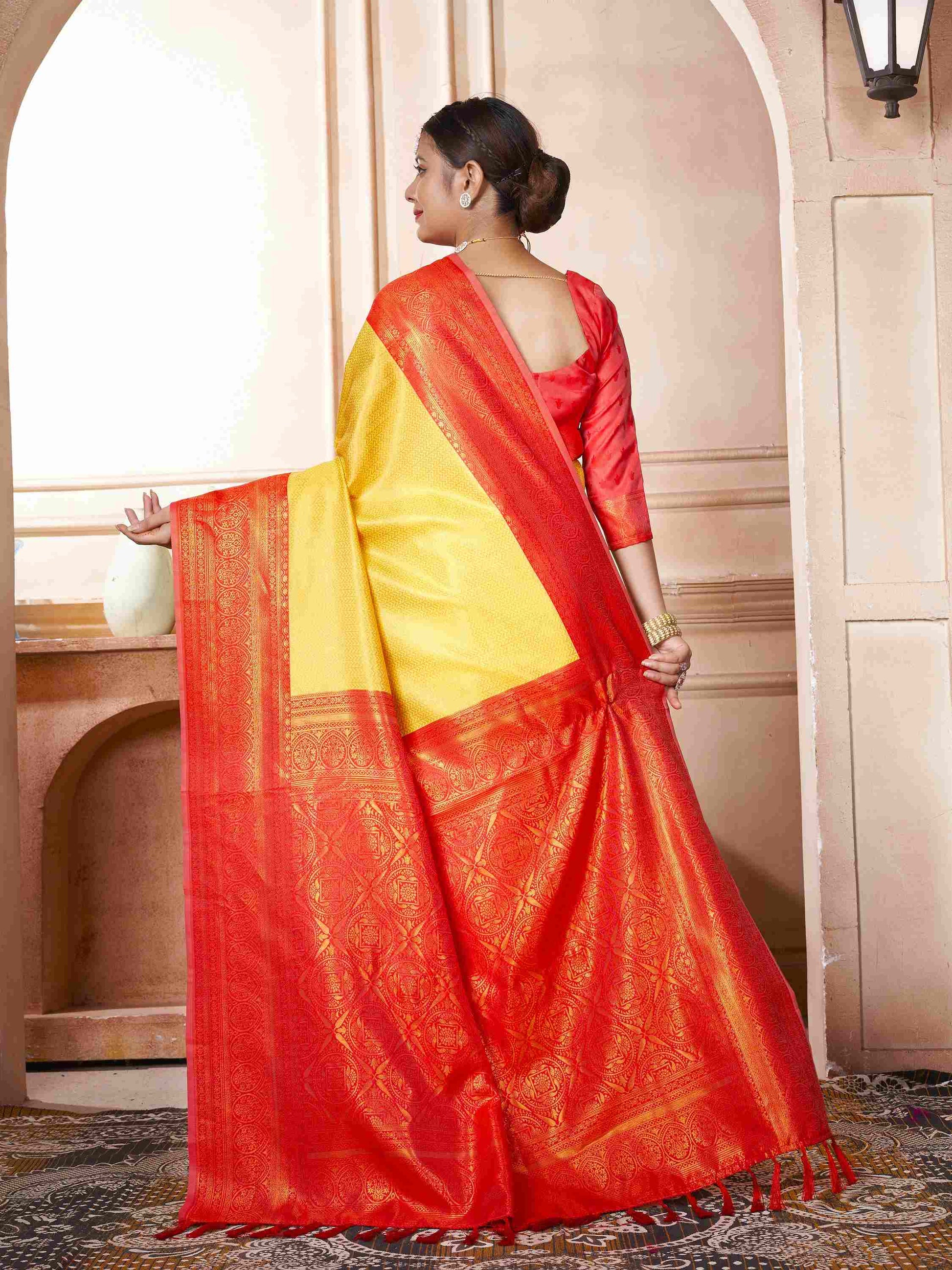 Kanchipuram Silk Saree Lemon Yellow