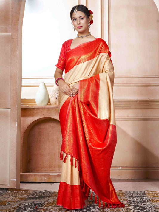 Kanchipuram Silk Saree Off White