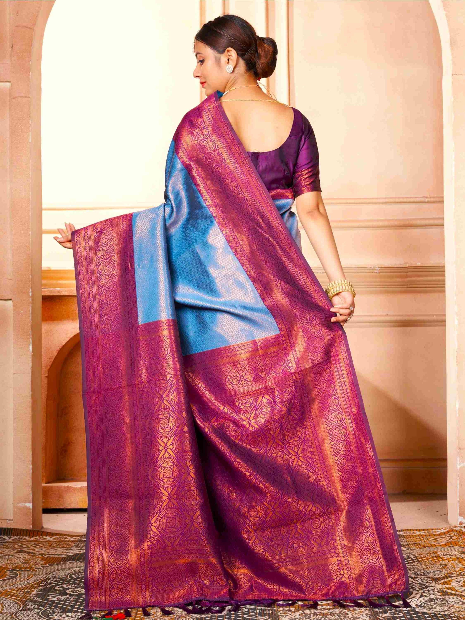 Kanchipuram Silk Saree Sky Blue