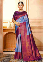 Kanchipuram Silk Saree Sky Blue