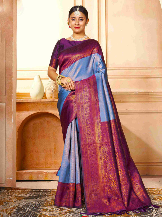 Kanchipuram Silk Saree Sky Blue