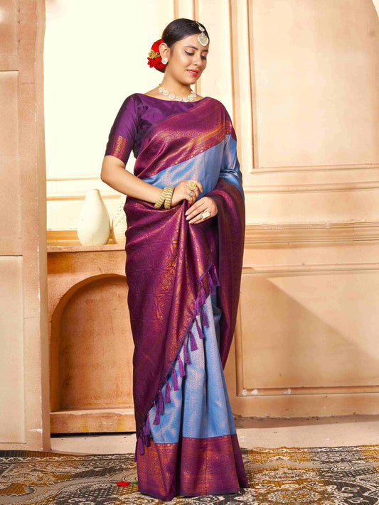 Kanchipuram Silk Saree Sky Blue