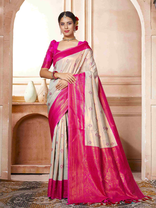 Kanjivaram Saree Cream
