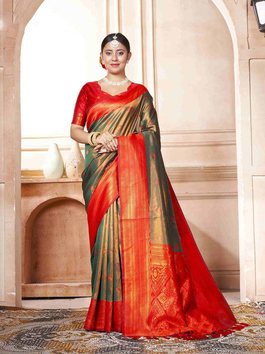 Kanjivaram Saree Green