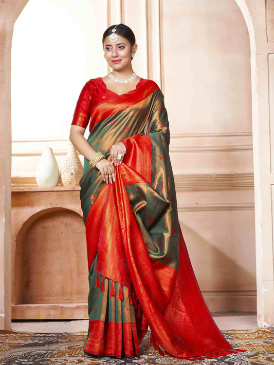 Kanjivaram Saree Green