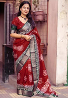 Maroon Dola Silk Cotton Saree